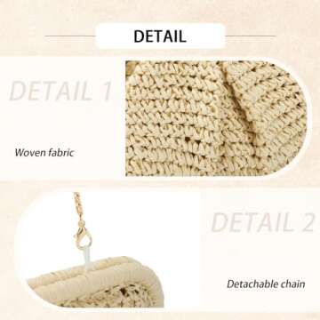 GOKTOW Straw Dumpling Clutch Purse,Summer Vacation Beach Crossbody Bag for Women,Raffia Wicker Rattan Woven Clutch