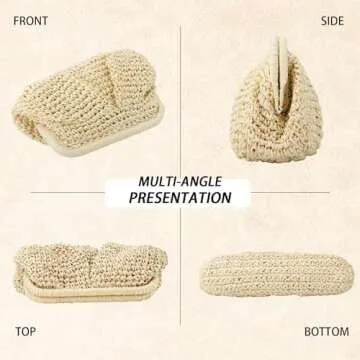 GOKTOW Straw Dumpling Clutch Purse for Summer Vacations