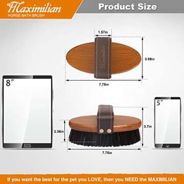 MAXIMILIAN World Class Handmade Horse Brush - Perfect Grooming Tool for Shine and Care