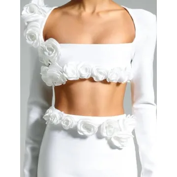 Trendy 3D Floral Two Piece Skirt Set for Women