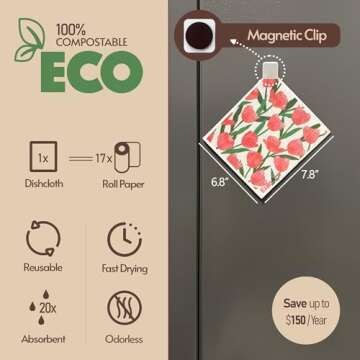 Eulnars Swedish Dishcloths - 8 Pack Eco-Friendly Paper Towels