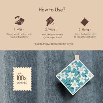 Eulnars Swedish Dishcloths - 8 Pack Eco-Friendly Paper Towels