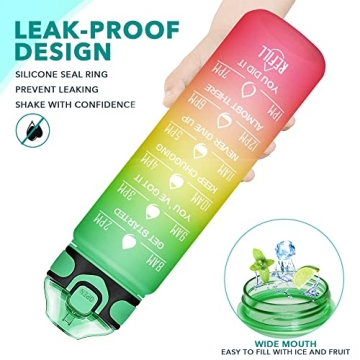 Enerbone 32 oz Water Bottle with Times and Straw