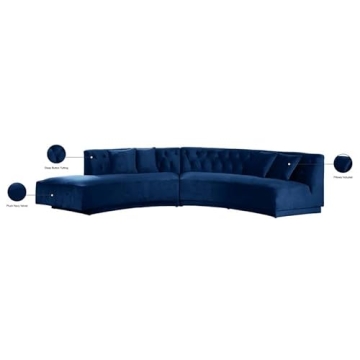 Meridian Kenzi Collection Velvet Sectional - Contemporary Elegance