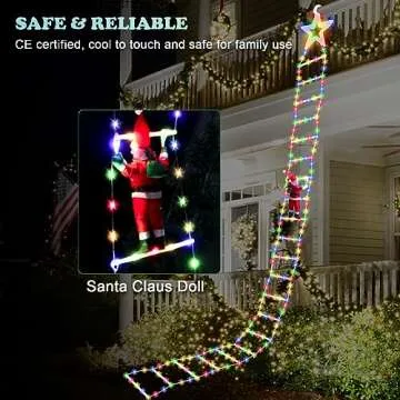 AUKCA Christmas Light - Santa Ladder Lights for Holiday Decor