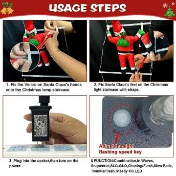 AUKCA Christmas Light - Santa Ladder Lights for Holiday Decor