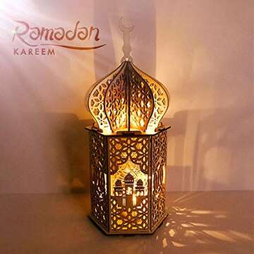 Leeofty Stereo Palace lamp LED Eid Mubarak Decorative String Lights Ramadan Kareem Decoration Accessories Muslim Islam Party Supplie Vintage Festival Lantern