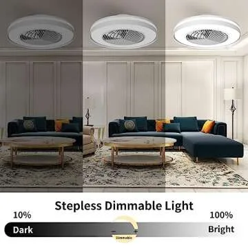 Ceiling Fan with Lights Remote Control,Dimmable Fan Lighting, 20'' Enclosed Bladeless Fan, Semi Flush Mount,2.4GHz Wi-Fi Bluetooth & App Controlled Works with Alexa and Google Assistant (Matte White)