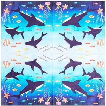 Shark Paper Napkins for Parties - 100 Pack