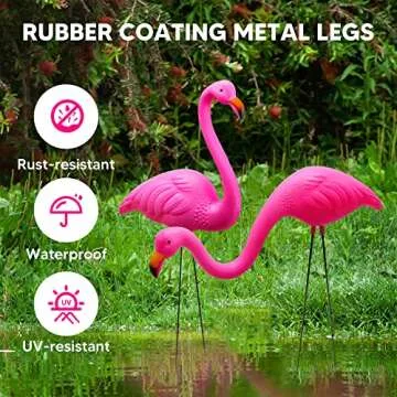 JOYIN Set of 6 Small Pink Flamingo Yard Ornament Stakes, Mini Lawn Plastic Flamingo Statue with Metal Legs for Sidewalks, Outdoor Garden, Luau Party, Tropical Party Decor, 2 Styles