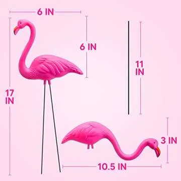 JOYIN Set of 6 Small Pink Flamingo Yard Ornament Stakes, Mini Lawn Plastic Flamingo Statue with Metal Legs for Sidewalks, Outdoor Garden, Luau Party, Tropical Party Decor, 2 Styles