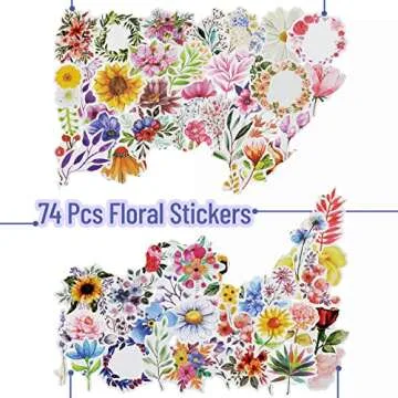 Mr. Pen Floral Stickers - 74 Pcs Aesthetic Vinyl Stickers for Customizing Projects