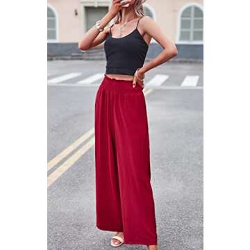ECOWISH Womens Palazzo Pants Wide Leg Trousers High Waisted Business Casual Loose Flared Pants