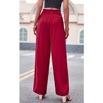 ECOWISH Womens Palazzo Pants Wide Leg Trousers High Waisted Business Casual Loose Flared Pants