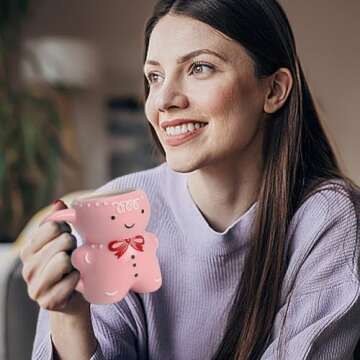 LEVABE Gingerbread Man Mug | Christmas Gingerbread Coffee Mugs | Novelty 3D Gingerbread Man Cup, Cartoon Cute Ceramic Cup for Tea Milk Funny Gifts for Family Friends