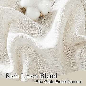 RYB HOME Semi Sheer Curtains - Linen Blend Semi Transparent Privacy Drapes Shabby Chic Light Filtering Extra Long Curtains for Farmhouse Home Office Laundry Room, 52" W x 120" L, 2 Panels, Linen