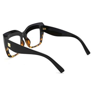 FEISEDY Square Oversized Reading Glasses Blue Light Blocking Reader Glasses Frame Eyewear Women B2627 Black-leopard 1.25x