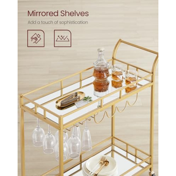 Buy VASAGLE Bar Cart with Mirrored Shelves and Wine Holders