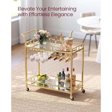 Buy VASAGLE Bar Cart with Mirrored Shelves and Wine Holders