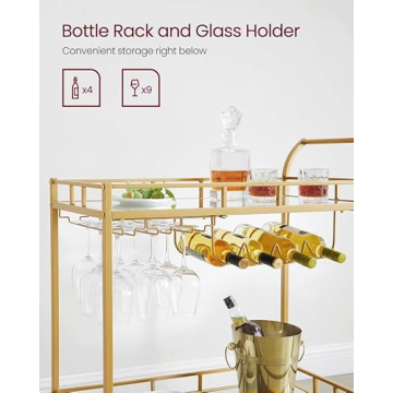 Buy VASAGLE Bar Cart with Mirrored Shelves and Wine Holders