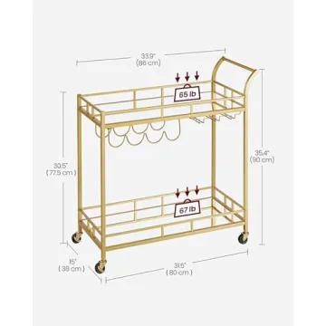 Buy VASAGLE Bar Cart with Mirrored Shelves and Wine Holders