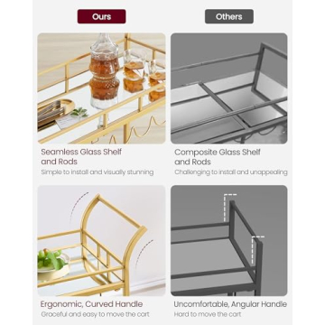 Buy VASAGLE Bar Cart with Mirrored Shelves and Wine Holders