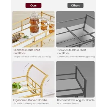 Buy VASAGLE Bar Cart with Mirrored Shelves and Wine Holders