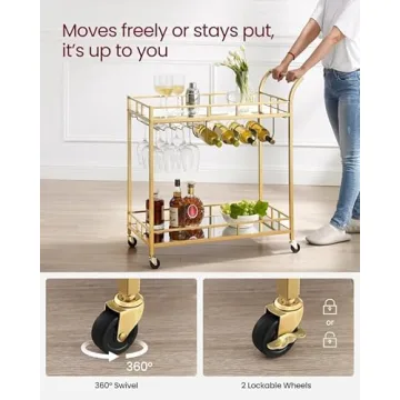 Buy VASAGLE Bar Cart with Mirrored Shelves and Wine Holders