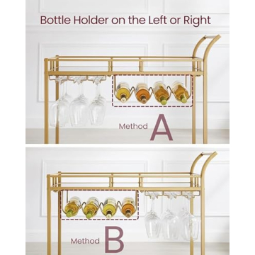 Buy VASAGLE Bar Cart with Mirrored Shelves and Wine Holders