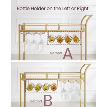 Buy VASAGLE Bar Cart with Mirrored Shelves and Wine Holders