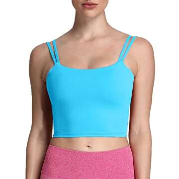 Aoxjox Women's Workout Sports Bras Fitness Padded Backless Yoga Crop Tank Top Twist Back Cami (Aquar...