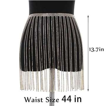 Shimmering Barode Crystal Tassel Body Chains - Chic Rhinestone Belly Dance Skirts for Summer Beach &...