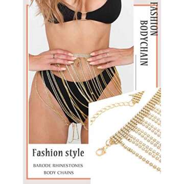 Barode Rhinestone Body Chains for Women - Chic Accessories