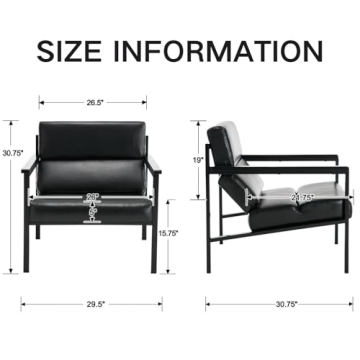 ROCITY Black Leather Accent Chair for Modern Living Spaces