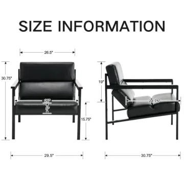 ROCITY Black Leather Accent Chair for Modern Living Spaces