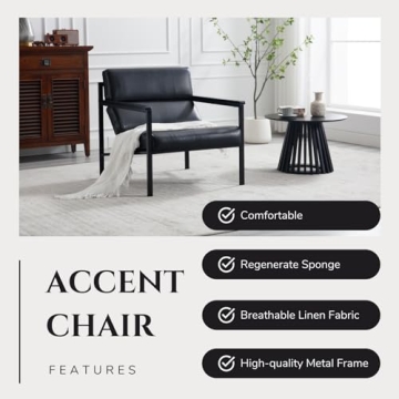 ROCITY Black Leather Accent Chair for Modern Living Spaces