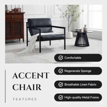 ROCITY Black Leather Accent Chair for Modern Living Spaces
