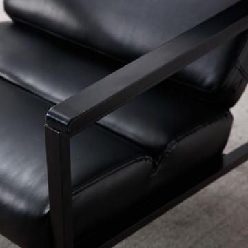 ROCITY Black Leather Accent Chair for Modern Living Spaces