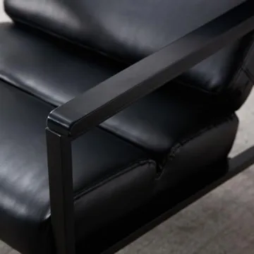 ROCITY Black Leather Accent Chair for Modern Living Spaces