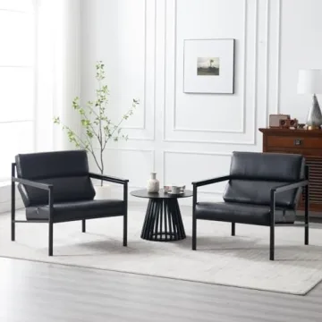ROCITY Black Leather Accent Chair for Modern Living Spaces