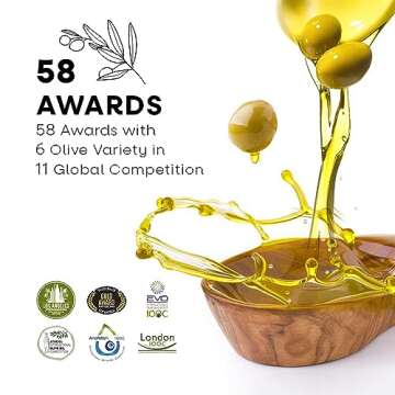 Hermus - Ayvalik Organic Cold Pressed Extra Virgin Olive Oil, Polyphenol Rich, Early Harvested by Hand | EVOO from Turkey | Gold Medal Awarded | Glass Bottle | 16.9 fl oz, 500 ml