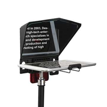 Desview T2 Portable Teleprompter kit for Smartphone Tablet DSLR Camera, with Remote Control and 9 Sizes Lens Adapter Ring, Interview, Video Programs, Live Streaming, Presentation