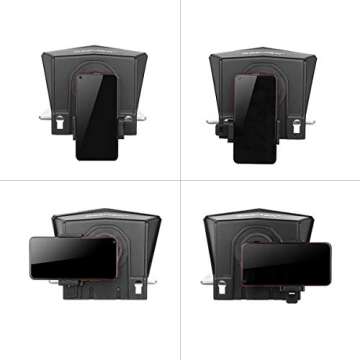 Desview T2 Portable Teleprompter kit for Smartphone Tablet DSLR Camera, with Remote Control and 9 Sizes Lens Adapter Ring, Interview, Video Programs, Live Streaming, Presentation