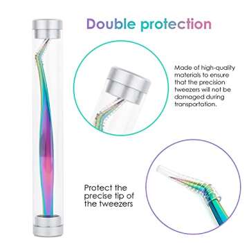 ACTROL Eyelash Extension Tweezers Set 3 PCS for Volume lashes Stainless Steel professional Precision Tweezers Straight and Curved Tip Tweezers (1pcs, Rainbow)