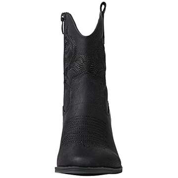 GLOBALWIN Women's Black Cowgirl Boots Ankle To Mid Calf Fashion Western Cowboy Boots For Women Chunky Low Heel Size 8.5M