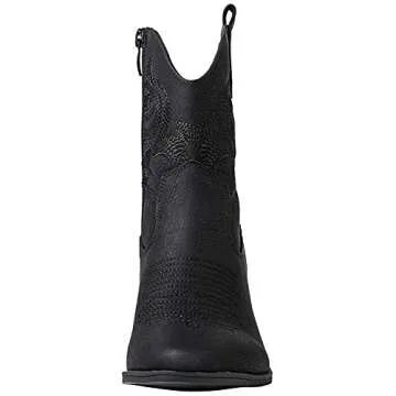 GLOBALWIN Women's Black Cowgirl Boots Ankle To Mid Calf Fashion Western Cowboy Boots For Women Chunky Low Heel Size 8.5M