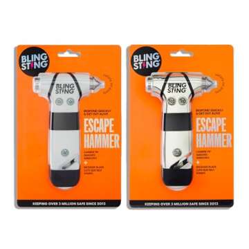 BLINGSTING Glammer Safety Hammer - Emergency Automotive Escape Hammer Tool, Seat Belt Cutter & Car W...