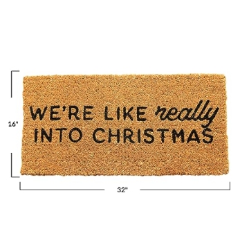 Festive Coir Doormat for Christmas - Natural Welcome Mat