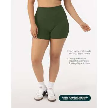 PAVOI ACTIVE Sculpting Shorts | High Waisted Butt Shaping 4" Women's Biker Low Impact Shorts | FlexFlow | X-Small, Army