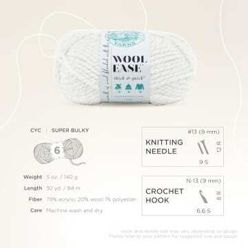 Lion Brand Yarn Wool-Ease Thick & Quick Yarn, Soft and Bulky Yarn for Knitting, Crocheting, and Crafting, 1 Skein, Celebration